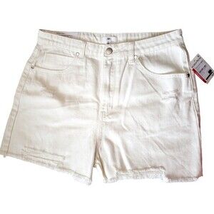 NWT BP Cream Denim Distressed High Rise 5 Pocket Jean Shorts - 32/M